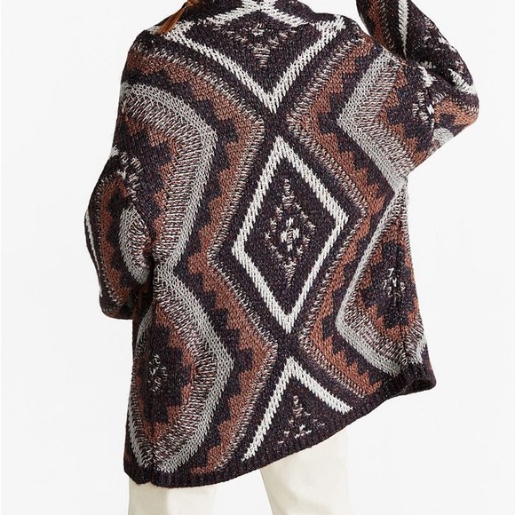 MNG MANGO Rare Oversized Chunky Knit Glittery Boho Cardigan - Picture 2 of 16
